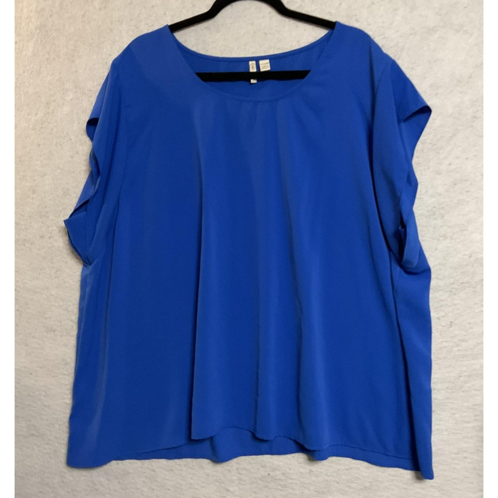 Cato Blouse Womens 26/28W Blue Dolman Sleeve Scoop Neck Tunic Top Plus Size